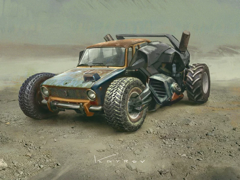 car, drawing, lada, fantasy
