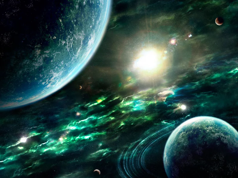 space, lights, planets, nebula