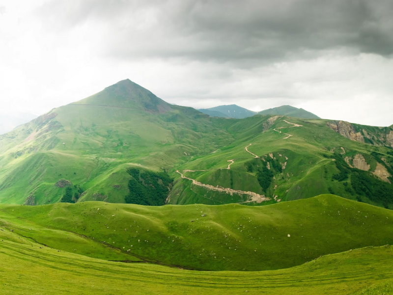 landscape, mountains, sky, cloudy