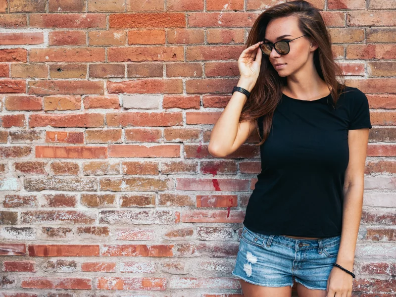 girl, sweet, model, charming, shorts, glasses