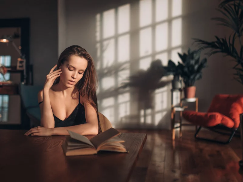 girl, beautiful, sit, read book