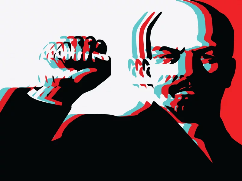 vladimir lenin, leader of the revolution, poster
