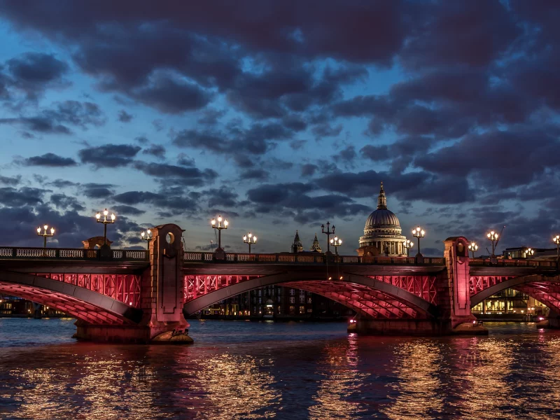 london, river, thames, st paul cathedral, water, night, clouds, sky, sunset, twilight, night, light, travel, vacation