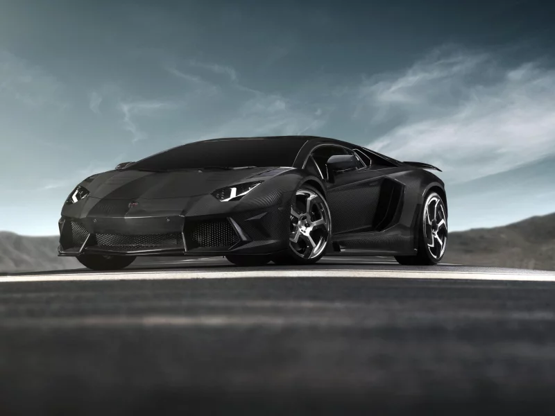 lamborghini, supercar, aventador, black, carbon