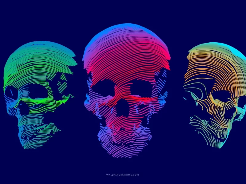 abstract, 3d, colorful, skull