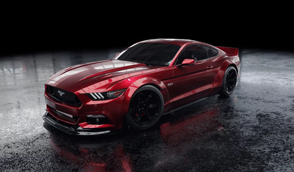 red, ford, mustang
