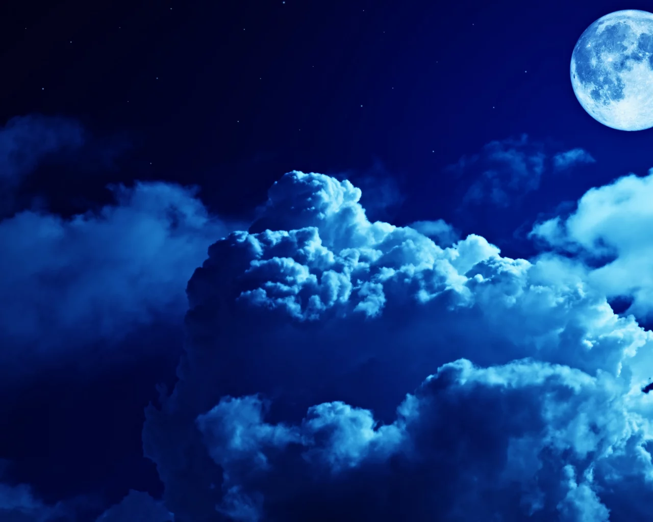sky, night, moon, clouds