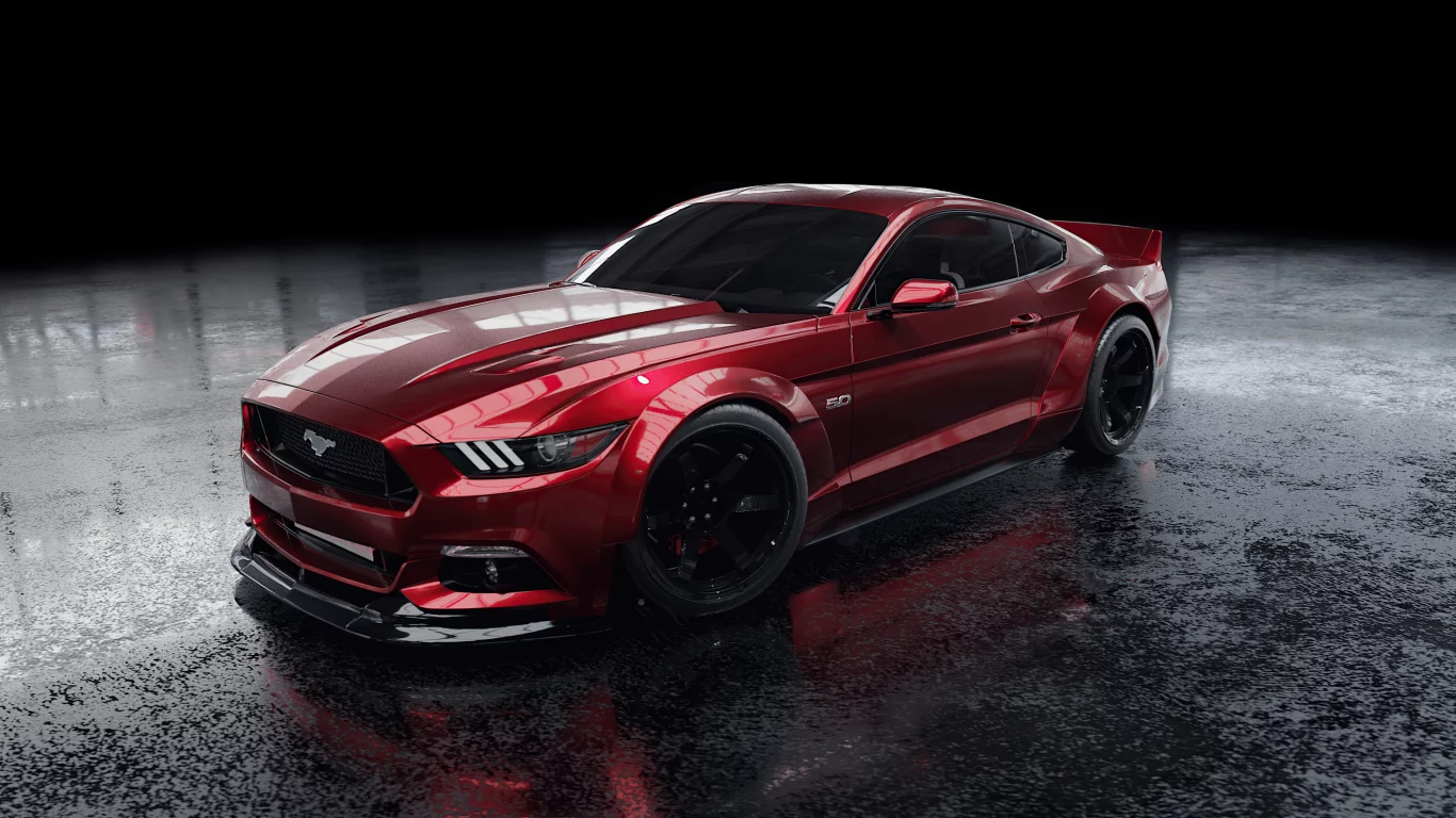 red, ford, mustang