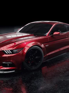 red, ford, mustang