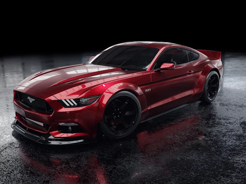 red, ford, mustang
