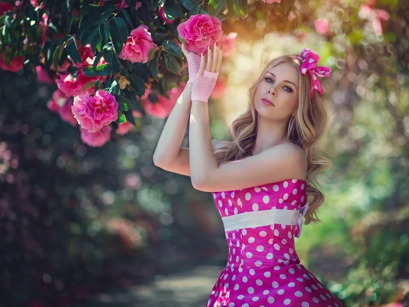 girl, beautiful, nature, flowers