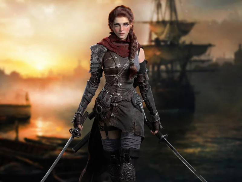 pirate, girl, piracy, art, digital art