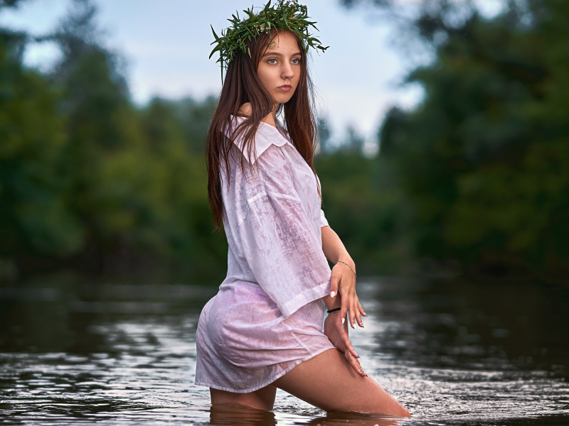 girl, beautiful, nature, water
