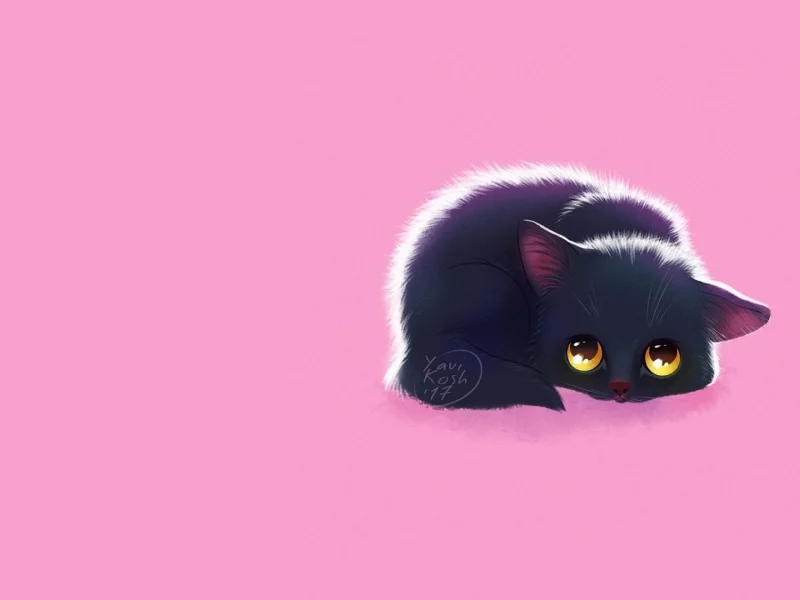 kitten, animal, big eyes, art