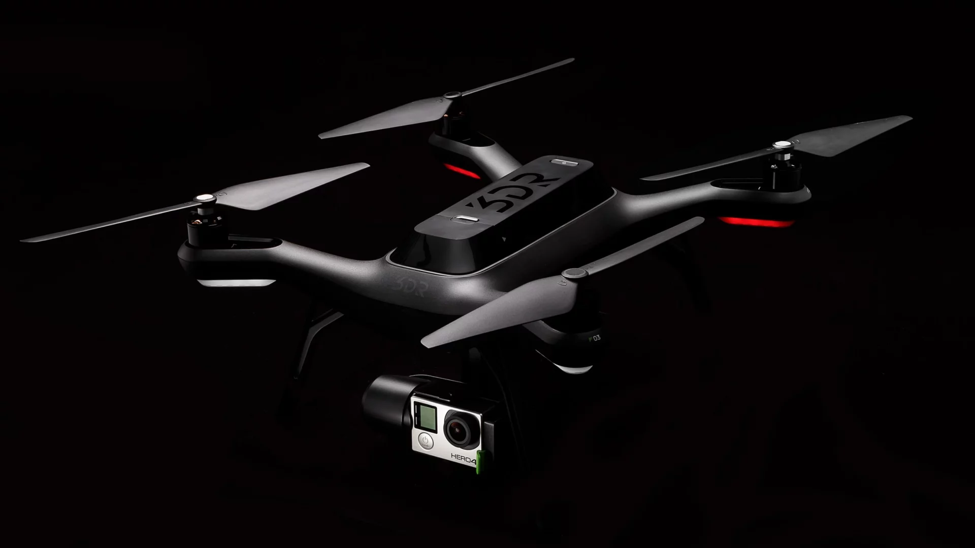3DR Solo Quadcopter on a black background