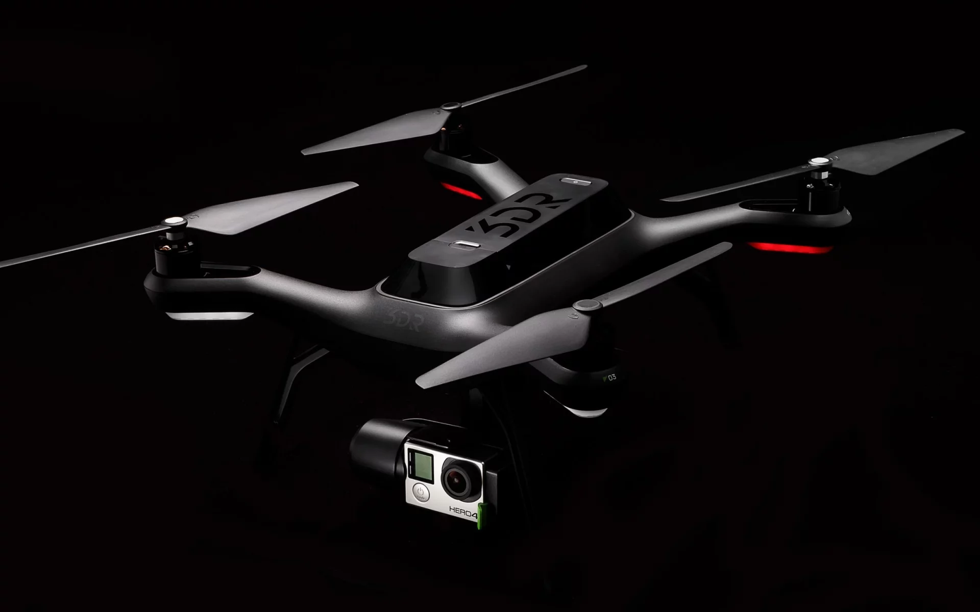 3DR Solo Quadcopter on a black background