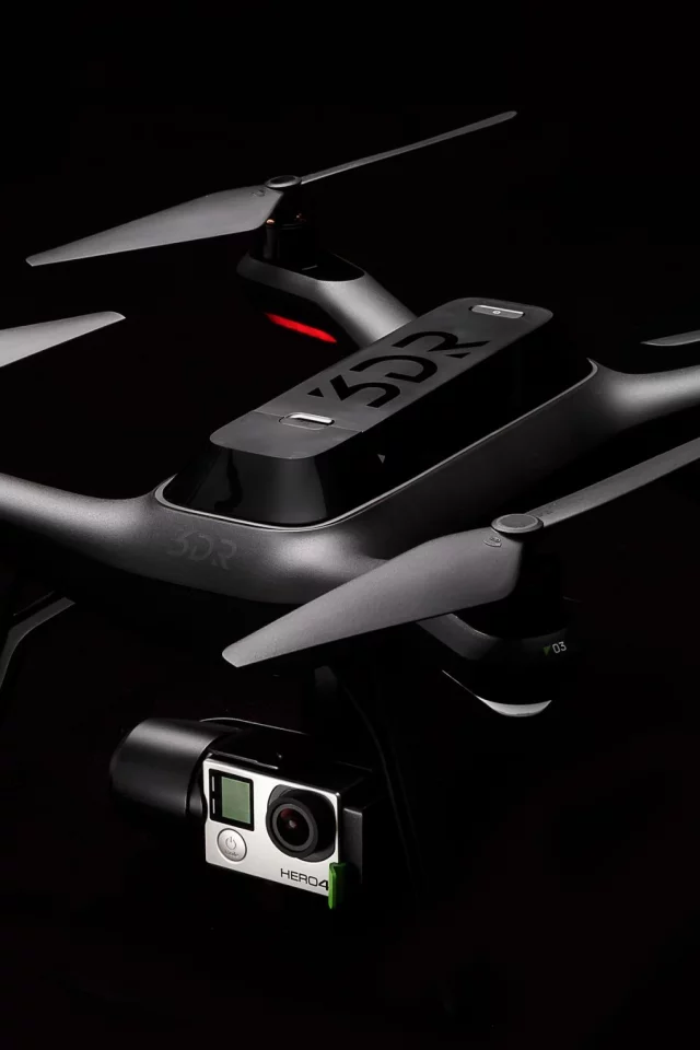 3DR Solo Quadcopter on a black background
