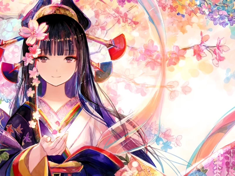 Anime girl with flowers in her hair