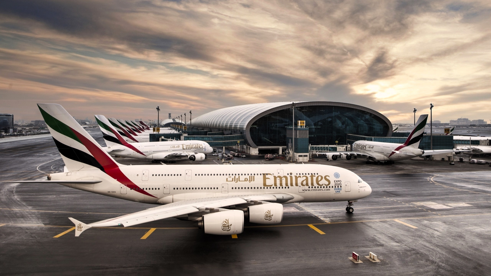 Airbus A380 at the airport in Dubai