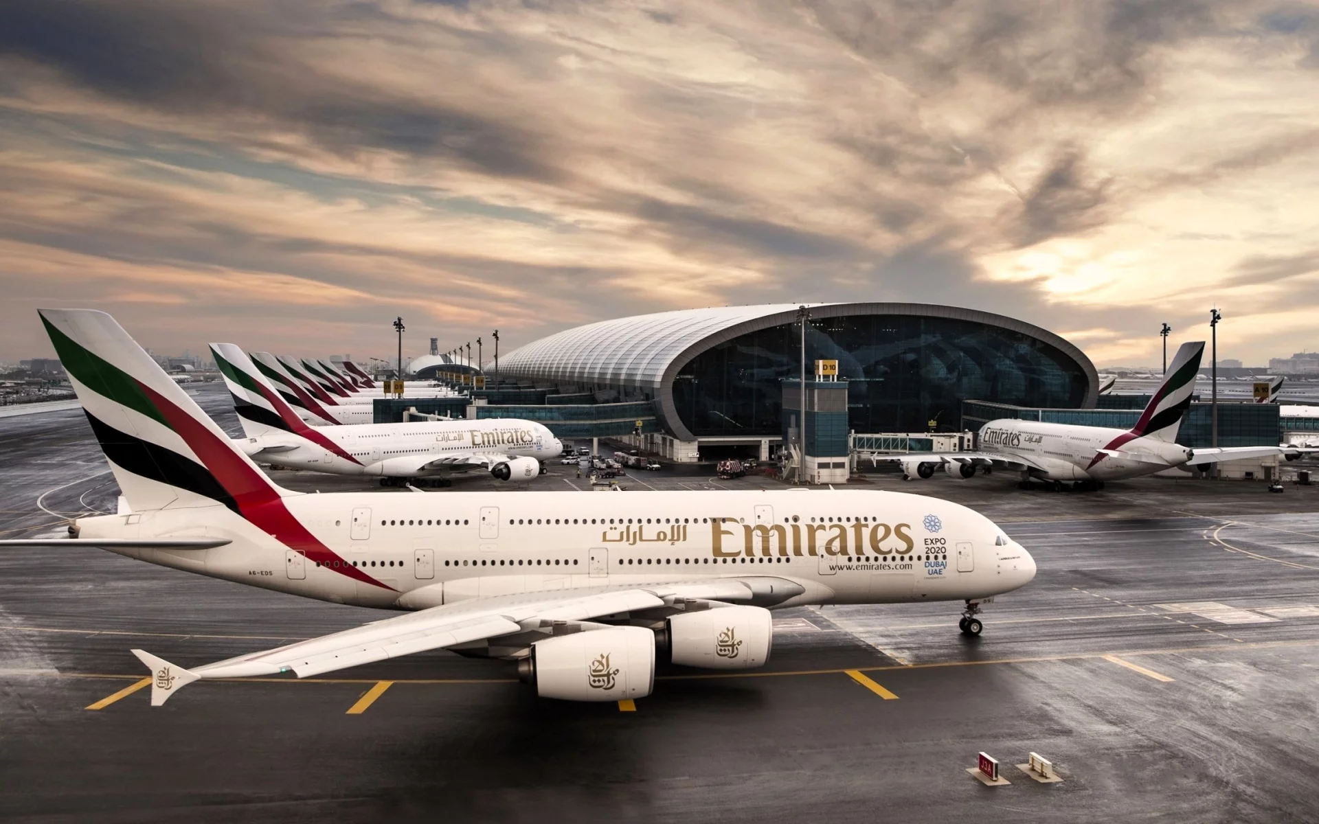 Airbus A380 at the airport in Dubai