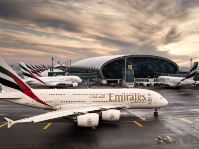 Airbus A380 at the airport in Dubai