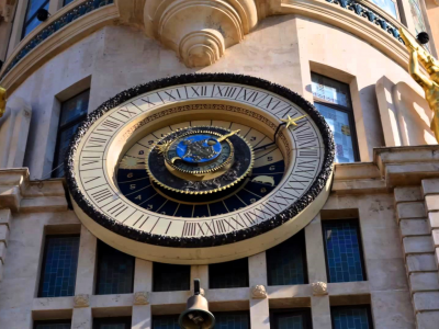 Astronomical clock in the old building on the Europe Square Batumi