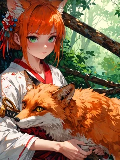 девушка самурай и лиса